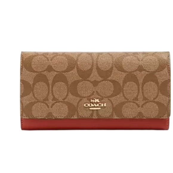 COACH Trifold Wallet In Colorblock Signature Canvas - Picture 2 of 9